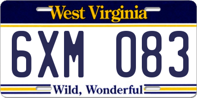 WV license plate 6XM083
