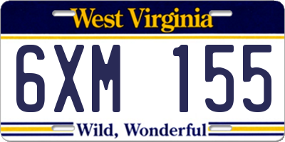 WV license plate 6XM155