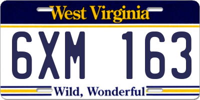 WV license plate 6XM163
