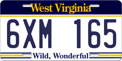WV license plate 6XM165