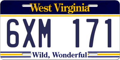WV license plate 6XM171