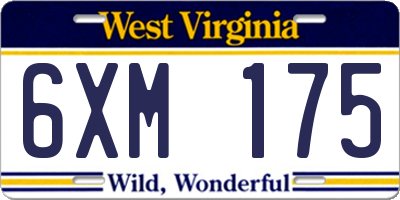 WV license plate 6XM175