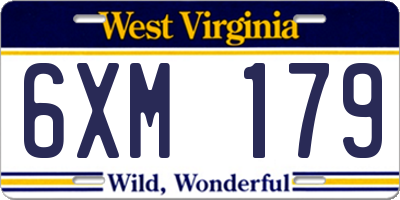 WV license plate 6XM179