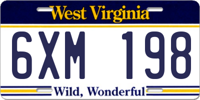 WV license plate 6XM198