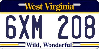 WV license plate 6XM208