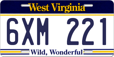 WV license plate 6XM221