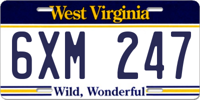 WV license plate 6XM247