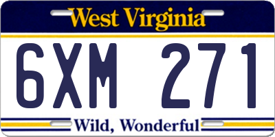 WV license plate 6XM271