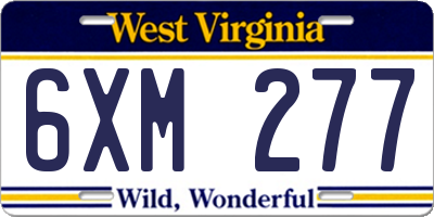 WV license plate 6XM277