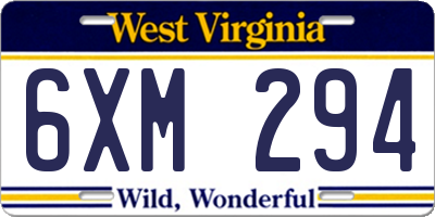 WV license plate 6XM294