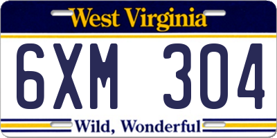WV license plate 6XM304