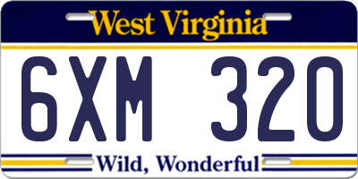 WV license plate 6XM320