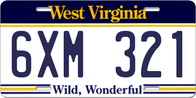 WV license plate 6XM321