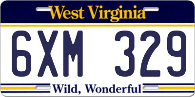 WV license plate 6XM329