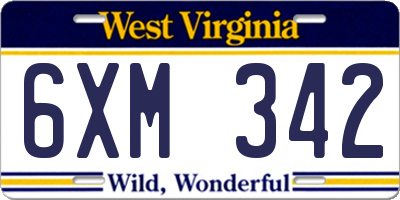 WV license plate 6XM342