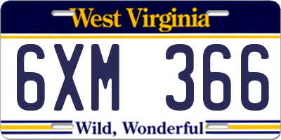 WV license plate 6XM366
