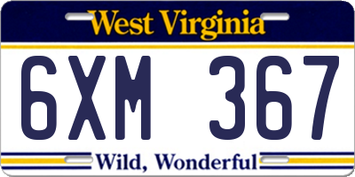 WV license plate 6XM367