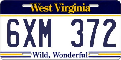 WV license plate 6XM372