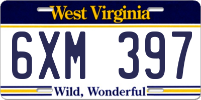 WV license plate 6XM397
