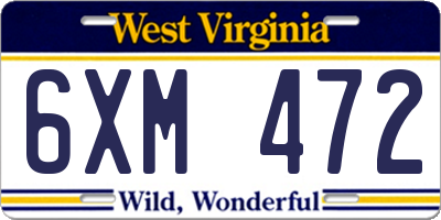 WV license plate 6XM472