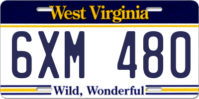 WV license plate 6XM480