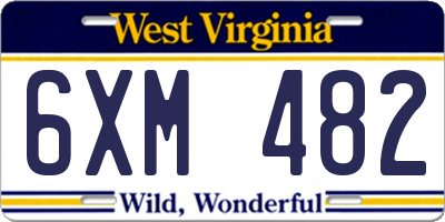 WV license plate 6XM482