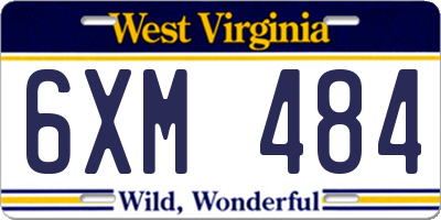 WV license plate 6XM484