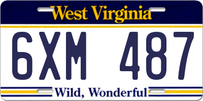 WV license plate 6XM487