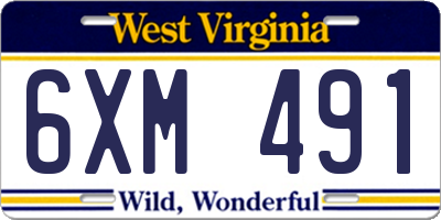 WV license plate 6XM491