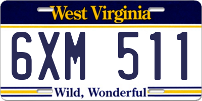 WV license plate 6XM511