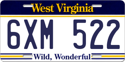WV license plate 6XM522