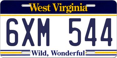 WV license plate 6XM544