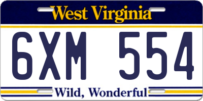 WV license plate 6XM554