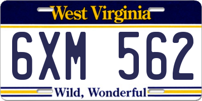 WV license plate 6XM562