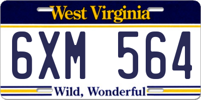 WV license plate 6XM564