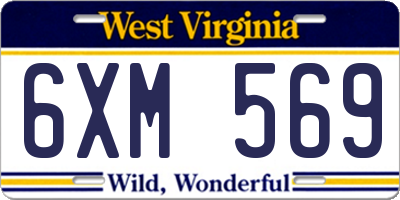 WV license plate 6XM569