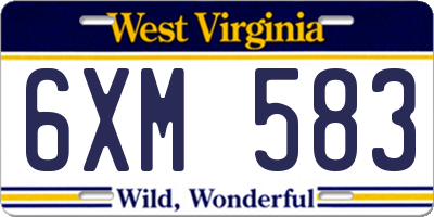 WV license plate 6XM583