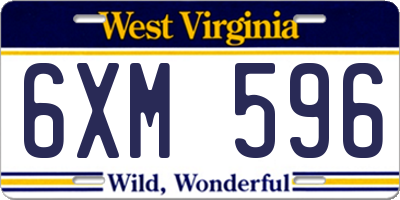 WV license plate 6XM596