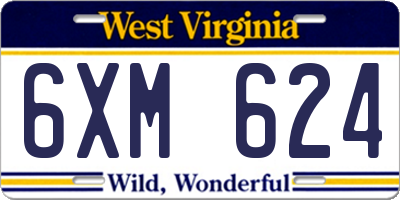 WV license plate 6XM624