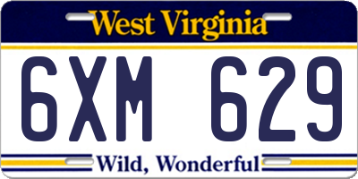 WV license plate 6XM629