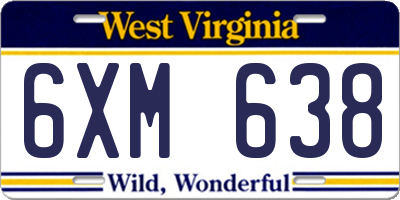 WV license plate 6XM638