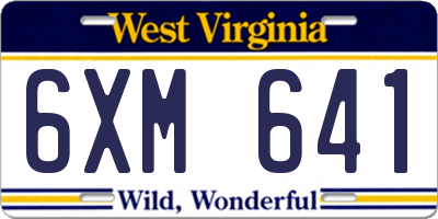 WV license plate 6XM641