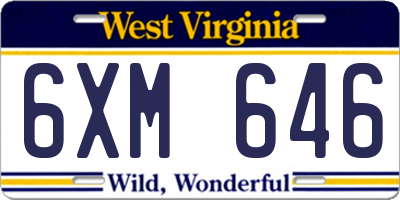 WV license plate 6XM646