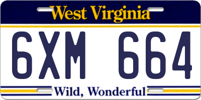 WV license plate 6XM664