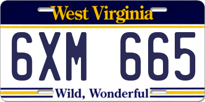 WV license plate 6XM665
