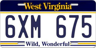 WV license plate 6XM675