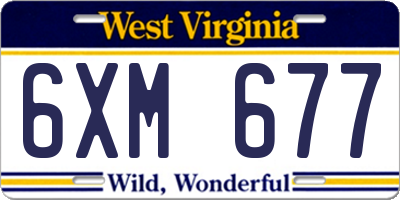 WV license plate 6XM677
