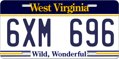 WV license plate 6XM696
