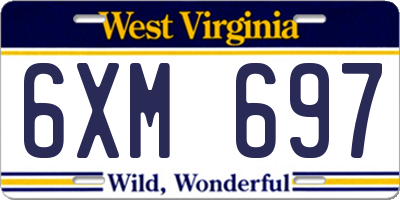 WV license plate 6XM697