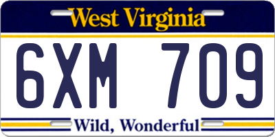 WV license plate 6XM709